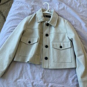 Cream Zara cropped jacket